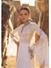 Long Sleeves Ivory Lace Chiffon Bohemian Wedding Dress